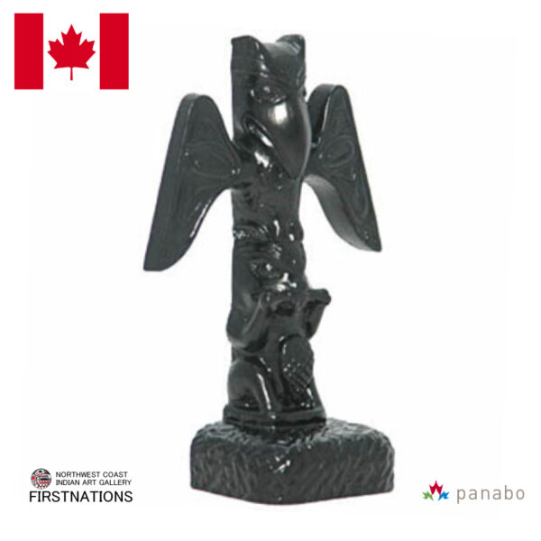 トーテムポール TOTEM POLE レプリカ 黒 カナダ 先住民 ネイティブ インディアン BOMA製 RAVEN ワタリガラス 7cm