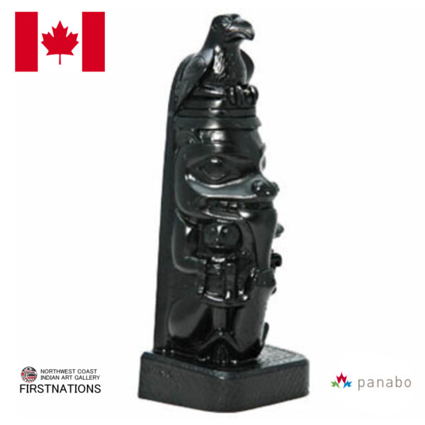 トーテムポール TOTEM POLE レプリカ 黒 カナダ 先住民 ネイティブ インディアン BOMA製 Eagle BEAR イーグル 鷲 ベアー 熊 17cm