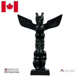 トーテムポール TOTEM POLE レプリカ 黒 カナダ 先住民 ネイティブ インディアン BOMA製 Thunderbird / Wolf サンダーバード 狼 13cm