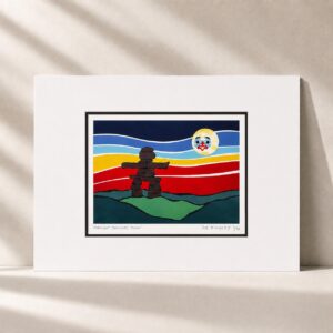 アート プリント 絵画 ダブルマット紙 カナダ 先住民 ネイティブ インディアン MANDUR.JR MOON 月 LIT JOURNEY HOME 月