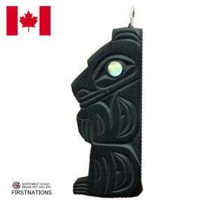 カナダ インディアン ジュエリー アージライト ペンダント 先住民 ネイティブ HAIDA ハイダ 部族 shirley longboat ARGILLITE BEAR ベアー 熊 革紐付き