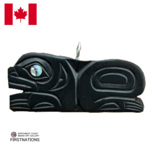 カナダ インディアン ジュエリー アージライト ペンダント 先住民 ネイティブ HAIDA ハイダ 部族 shirley longboat ARGILLITE FROG カエル 蛙 革紐付き