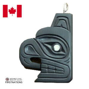 カナダ インディアン ジュエリー アージライト ペンダント 先住民 ネイティブ HAIDA ハイダ 部族 shirley longboat ARGILLITE THUNDER BIRD サンダーバード 革紐付き