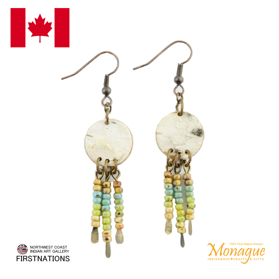 ドリームキャッチャー アクセサリー ピアス 本物 オジブア族 インディアン ハンドメイド BIRCH BARK ビーズ ピアス