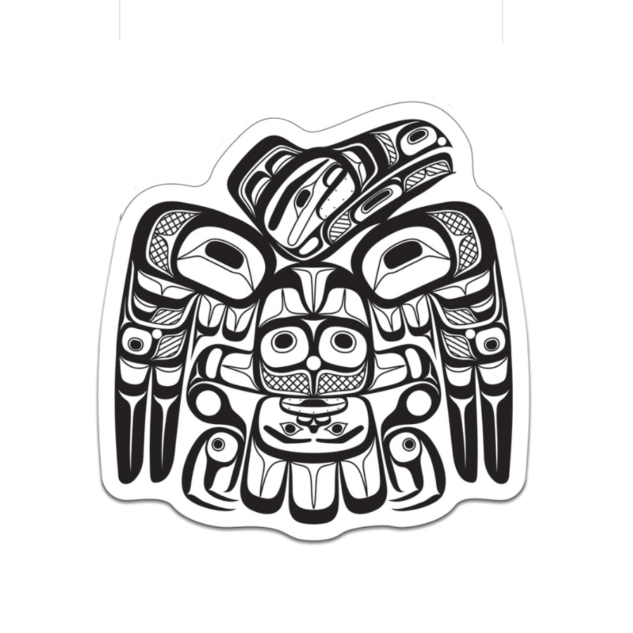 デカール 透明  シール ステッカー カナダ 先住民 インディアン 雑貨 Raven (Black/White) レイブン ワタリガラス - 画像 (2)