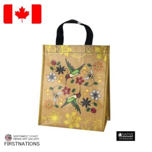 エコバッグ ポリエステル100％ トートバッグ 袋 小 カナダ 先住民 ネイティブ インディアン ［Hummingbird (Nenookaasi)］