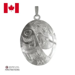 カナダ インディアン ジュエリー ペンダント 先住民 ネイティブ シルバー 925 アクセサリー KWAGIULTH 部族 HAROLD ペンダント Eagle イーグル 鷲 卵型