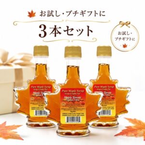 メープルシロップ 50ml 3本 セット カナダ産 100％ピュア カエデ瓶 ダークロバストテイスト メープルテルワー ミニボトル プチギフト カナダ土産
