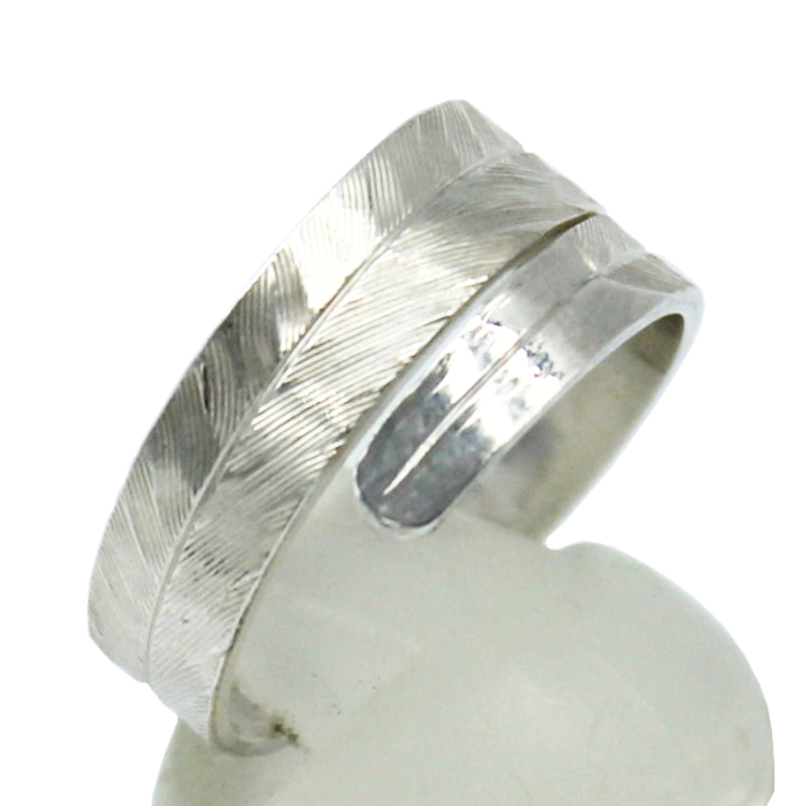 カナダ インディアン ジュエリー リング 指輪 先住民 ネイティブ シルバー925 KWAGIULTH 部族 Landon Gunn フェザー Feather 15号 - 画像 (3)