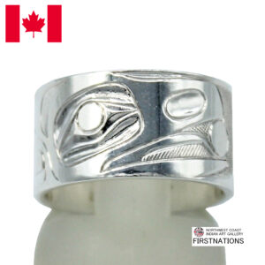 カナダ インディアン ジュエリー リング 指輪 先住民 ネイティブ シルバー925 KWAGIULTH 部族 Landon Gunn レイブン RAVEN ワタリガラス 14.5号