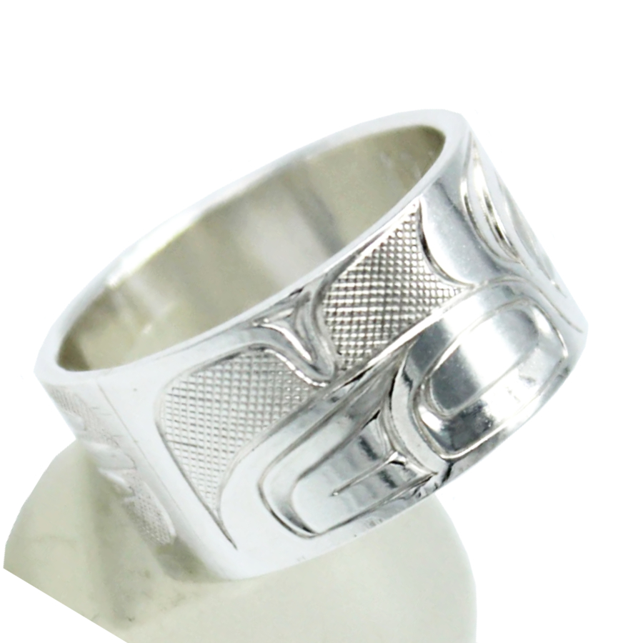 カナダ インディアン ジュエリー リング 指輪 先住民 ネイティブ シルバー925 KWAGIULTH 部族 Landon Gunn レイブン RAVEN ワタリガラス 14.5号 - 画像 (3)