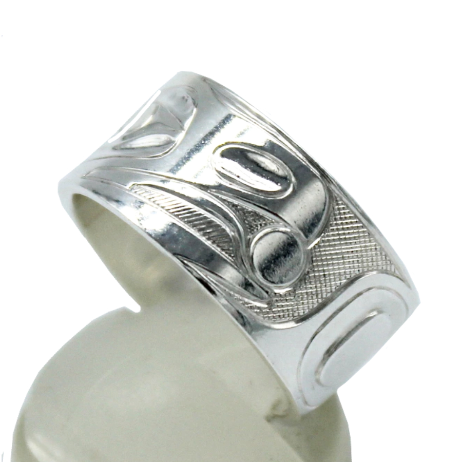 カナダ インディアン ジュエリー リング 指輪 先住民 ネイティブ シルバー925 KWAGIULTH 部族 Landon Gunn レイブン RAVEN ワタリガラス 14.5号 - 画像 (2)