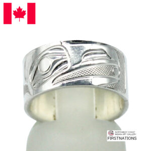 カナダ インディアン ジュエリー リング 指輪 先住民 ネイティブ シルバー925 KWAGIULTH 部族 Landon Gunn レイブン RAVEN ワタリガラス 16.5号