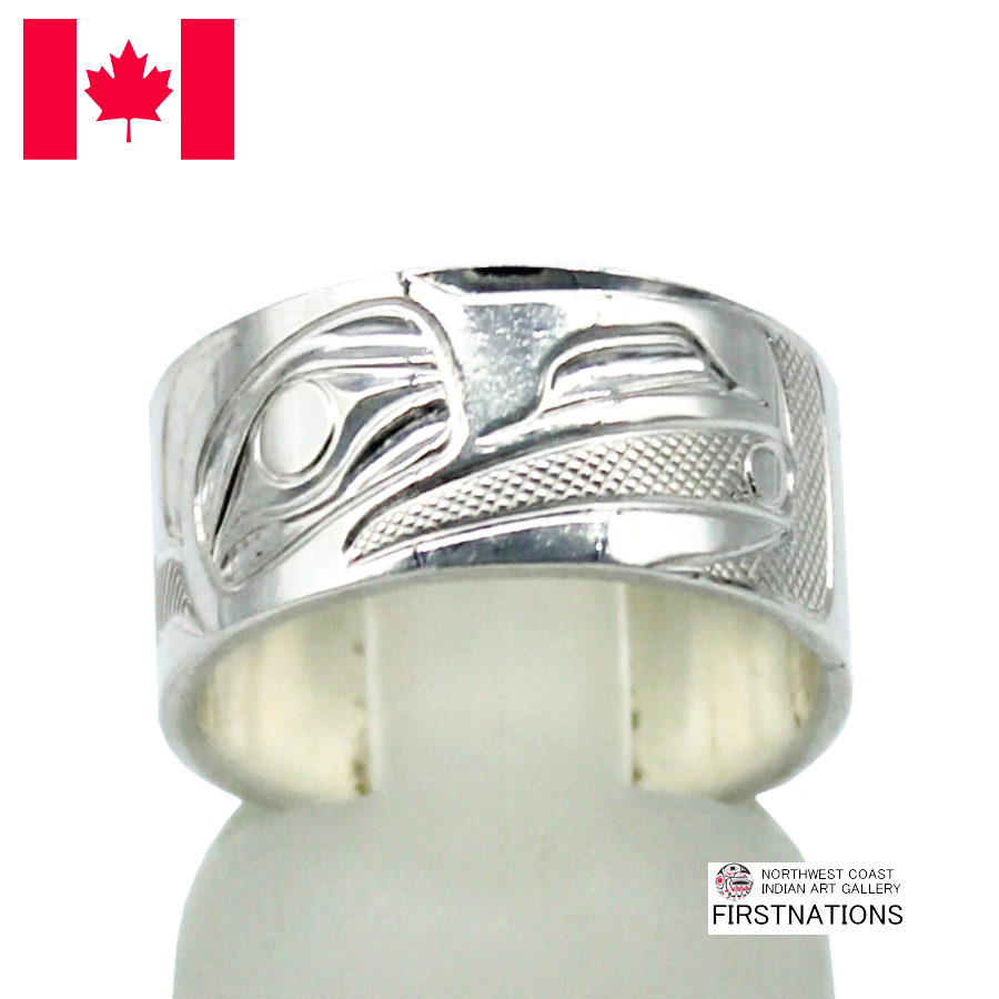 カナダ インディアン ジュエリー リング 指輪 先住民 ネイティブ シルバー925 KWAGIULTH 部族 Landon Gunn レイブン RAVEN ワタリガラス 16.5号