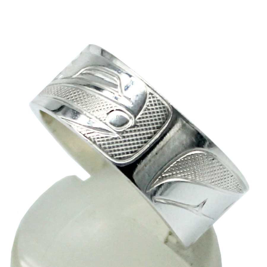 カナダ インディアン ジュエリー リング 指輪 先住民 ネイティブ シルバー925 KWAGIULTH 部族 Landon Gunn レイブン RAVEN ワタリガラス 16.5号 - 画像 (2)