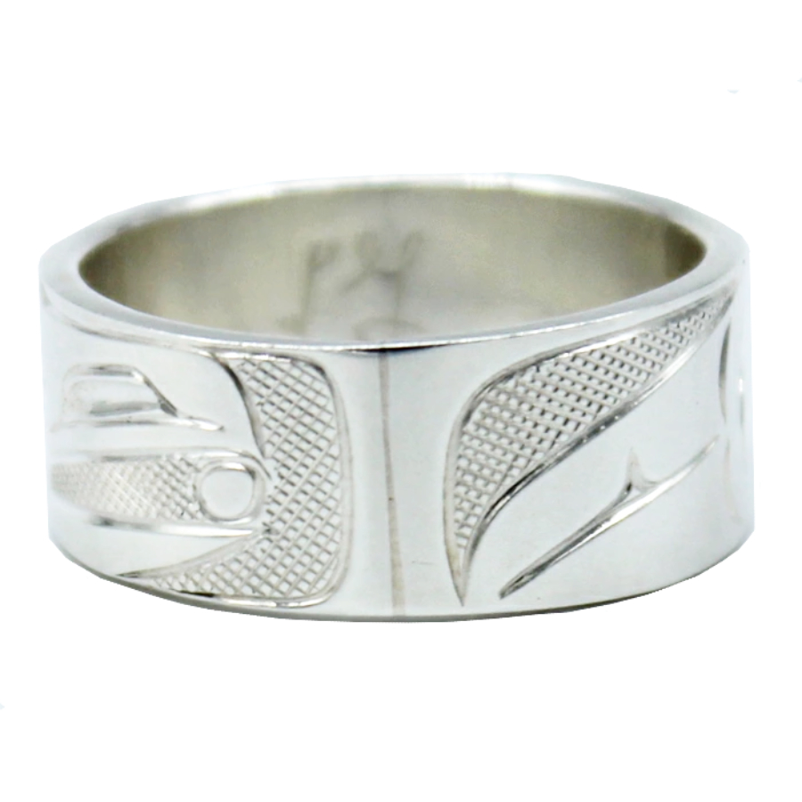 カナダ インディアン ジュエリー リング 指輪 先住民 ネイティブ シルバー925 KWAGIULTH 部族 Landon Gunn レイブン RAVEN ワタリガラス 16.5号 - 画像 (4)