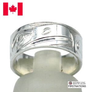 カナダ インディアン ジュエリー リング 指輪 先住民 ネイティブ シルバー925 KWAGIULTH 部族 Landon Gunn レイブン RAVEN ワタリガラス 16号