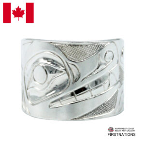 カナダ インディアン ジュエリー リング 指輪 先住民 ネイティブ シルバー925 KWAGIULTH 部族 Landon Gunn ウルフ WOLF オオカミ 狼 12号