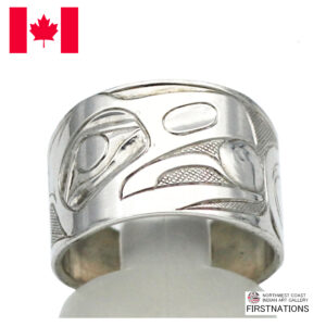 インディアン ジュエリー リング 指輪 カナダ 先住民 ネイティブ シルバー 925 アクセサリー KWAGIULTH族LANDON GUNN 鷲 RAVEN ワタリガラス 16.5号