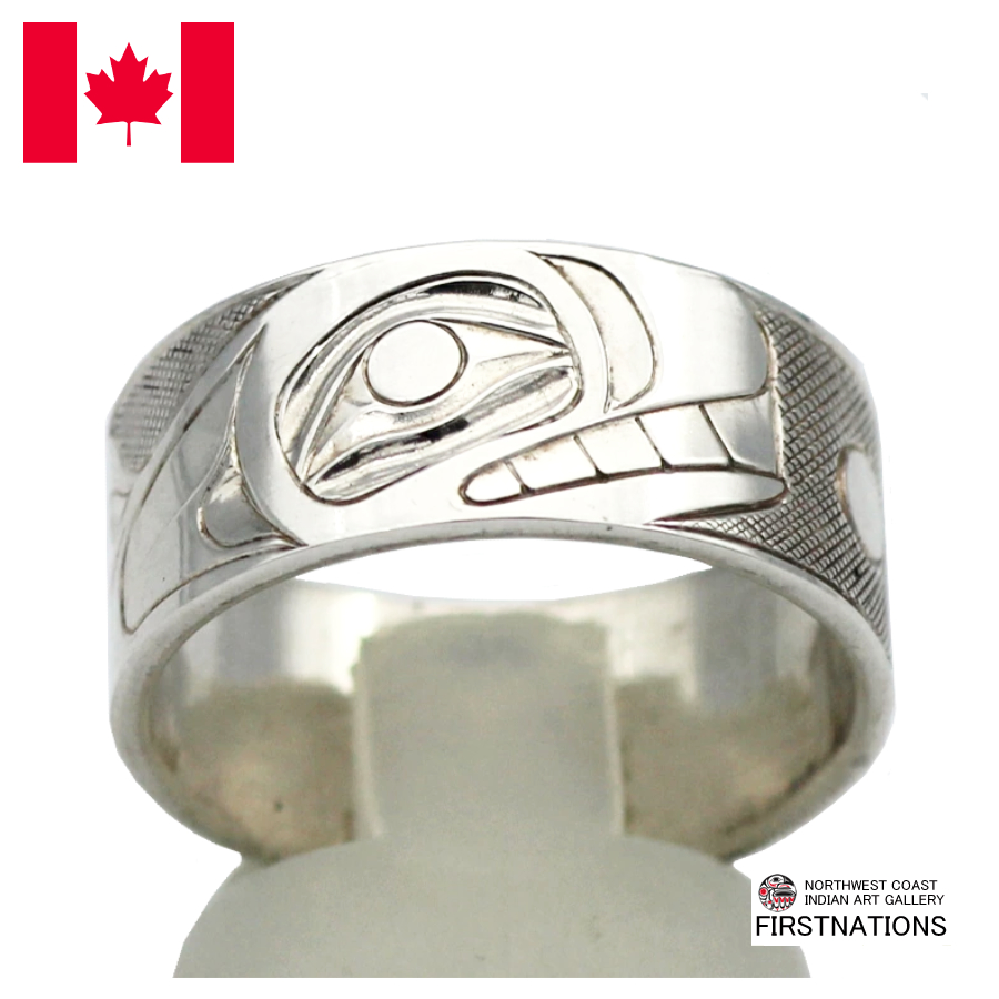インディアン ジュエリー リング 指輪 カナダ 先住民 ネイティブ シルバー 925 アクセサリー KWAGIULTH族LANDON GUNN WHALE シャチ 25号