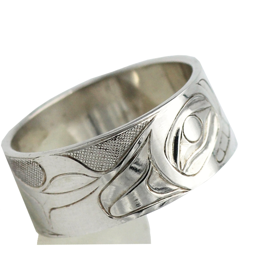 インディアン ジュエリー リング 指輪 カナダ 先住民 ネイティブ シルバー 925 アクセサリー KWAGIULTH族LANDON GUNN WHALE シャチ 25号 - 画像 (2)