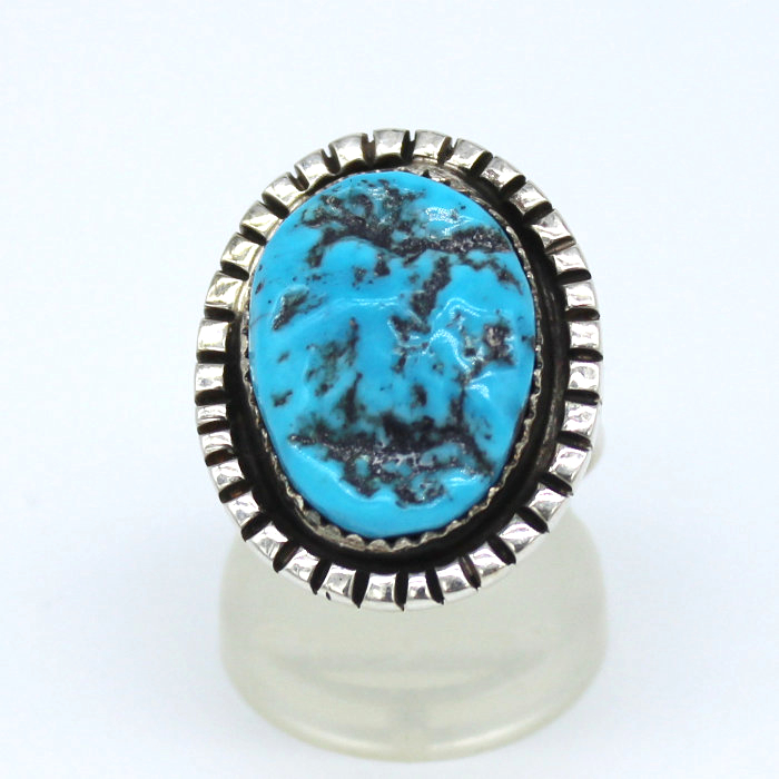 インディアン ジュエリー リング 指輪 ネイティブ アメリカン NAVAJO ナバホ族 シルバー 925 ブラックシャドウ ワイヤー カット  ターコイズ リング