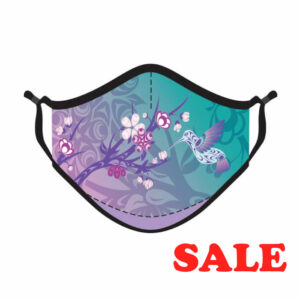 布マスク 4層フェイスマスク インディアン柄 洗濯・再利用可能 Hummingbird & Blossoms ハチドリ