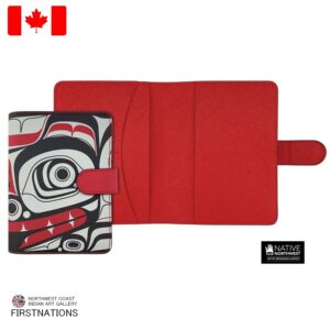 パスポートホルダー ヴィーガンレザー カード収納付き カナダ 先住民 インディアン Matriarch Bear クマ