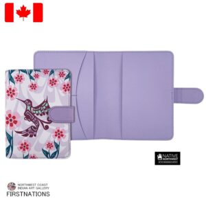 パスポートホルダー ヴィーガンレザー カード収納付き カナダ 先住民 インディアン Hummingbird ハミングバード ハチドリ