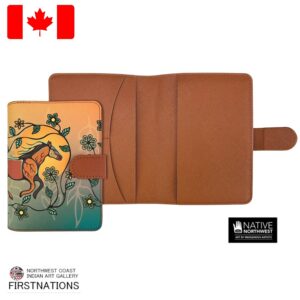 パスポートホルダー ヴィーガンレザー カード収納付き カナダ 先住民 インディアン Horse (Bebezhigooganzhii) ホース 馬