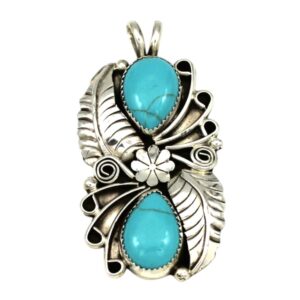 インディアン ジュエリー ペンダント ネイティブアメリカン NAVAJO ナバホ族 Ronnie Martinez シルバー925 ターコイズ フラワー