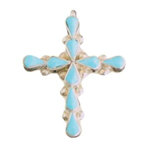 インディアン ジュエリー ペンダント ネイティブ アメリカン ZUNI ズニ族 Pino Yunie ターコイズ ティアドロップクロス ペンダント