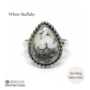 天然石 ジュエリー ホワイトバッファロー シルバー925 リング 指輪 11.5号