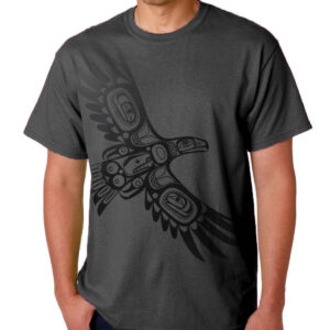 インディアンアート Tシャツ MENS メンズ カナダ 先住民 ネイティブ デザイン Soaring Eagle イーグル 鷲 濃灰 S-XL ティーシャツ