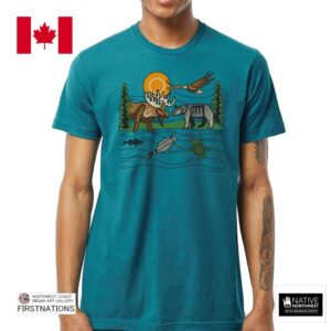インディアンアート Tシャツ ユニセックス カナダ 先住民 ネイティブ デザイン All My Relatives (Indinawemaaganidag) Full-Colour オールマイリレイティブス S-XL ティーシャツ