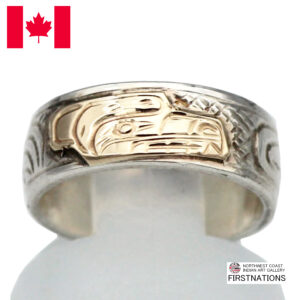 カナダ インディアン ジュエリー リング 指輪 先住民 ネイティブ 14金＋シルバー925 Kwakwaka'wakw 部族 Victoria Harper 熊 BEAR ベアー 熊 9号