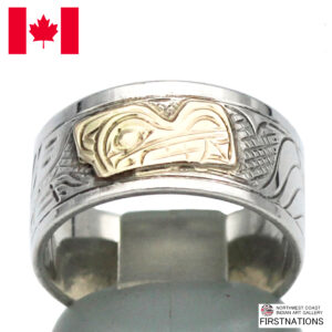 カナダ インディアン ジュエリー リング 指輪 先住民 ネイティブ 14金＋シルバー925 Kwakwaka'wakw 部族 Victoria Harper オオカミ WOLF 狼 19号